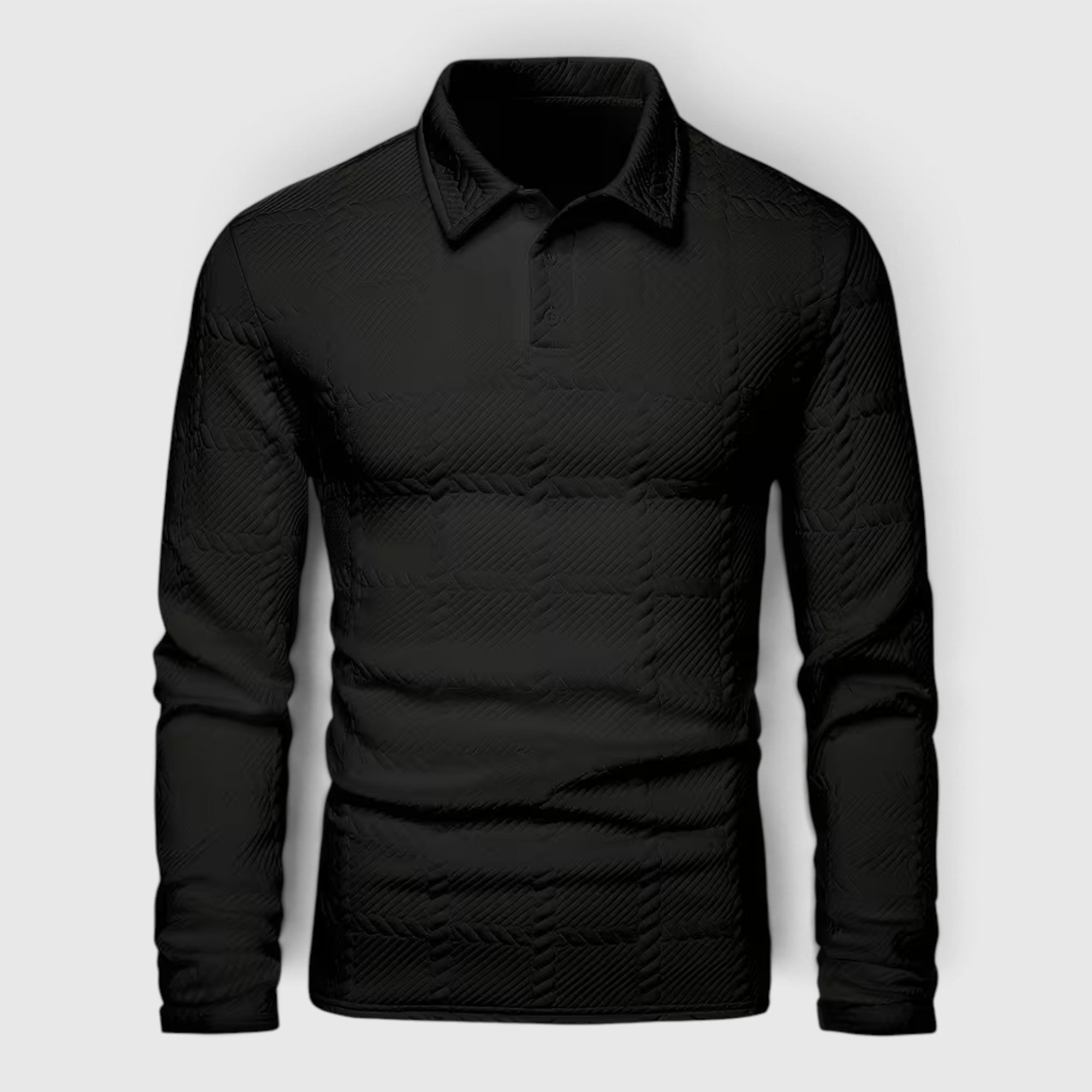 Lewis | Men's Textured Polo Shirt Casual Knit Long Sleeve for Daily Wear