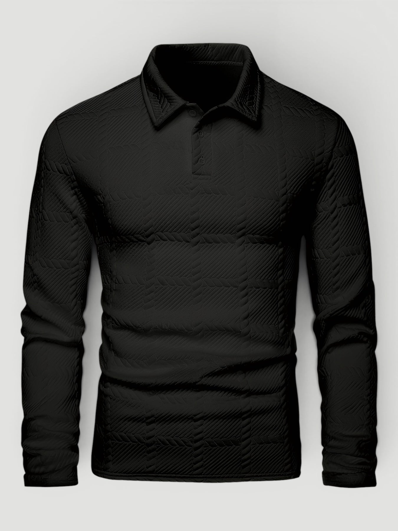 Ellmont London | Men’s Button Polo Shirt Modern Jacquard Knit