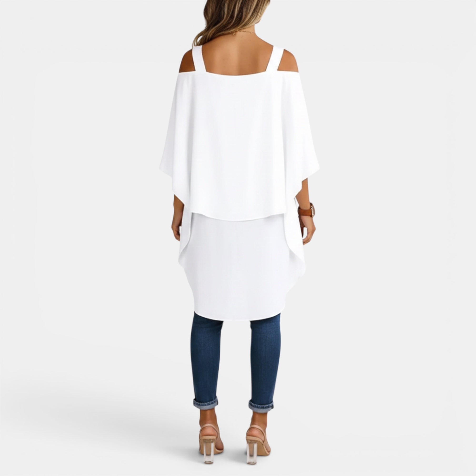 Ellmont London | Women's Cold Shoulder Asymmetric Tunic Top