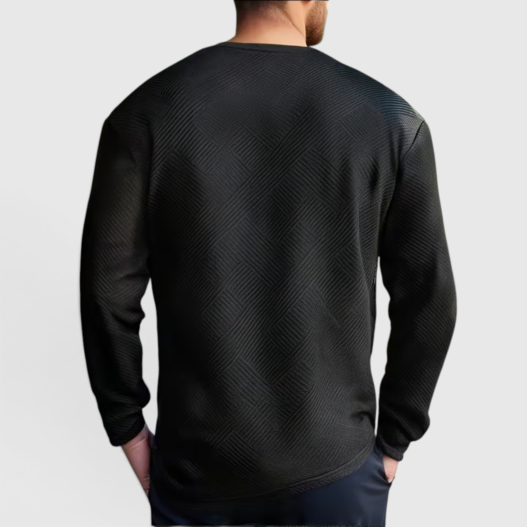 Nathan | Men's Casual Jacquard Sweatshirt – Long Sleeve Crew Neck Sweater