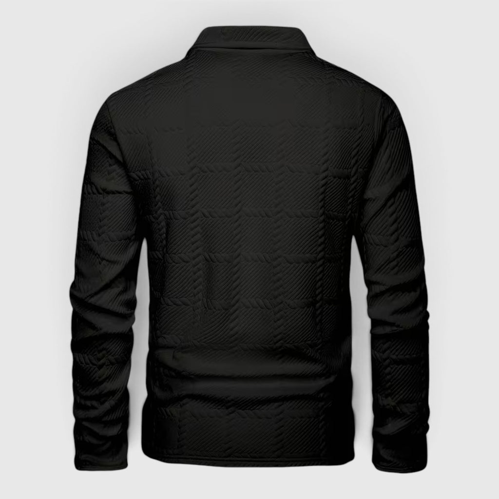 Lewis | Men's Textured Polo Shirt Casual Knit Long Sleeve for Daily Wear