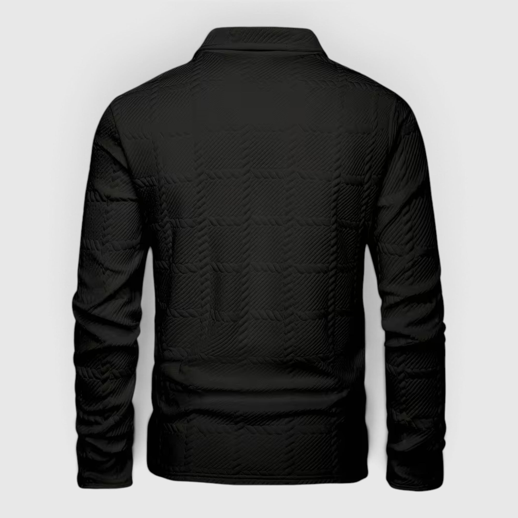 Lewis | Men's Textured Polo Shirt Casual Knit Long Sleeve for Daily Wear