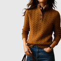 Ellmont London | Women's Soft Wool Cashmere Blend Pullover Button-Up Sweater