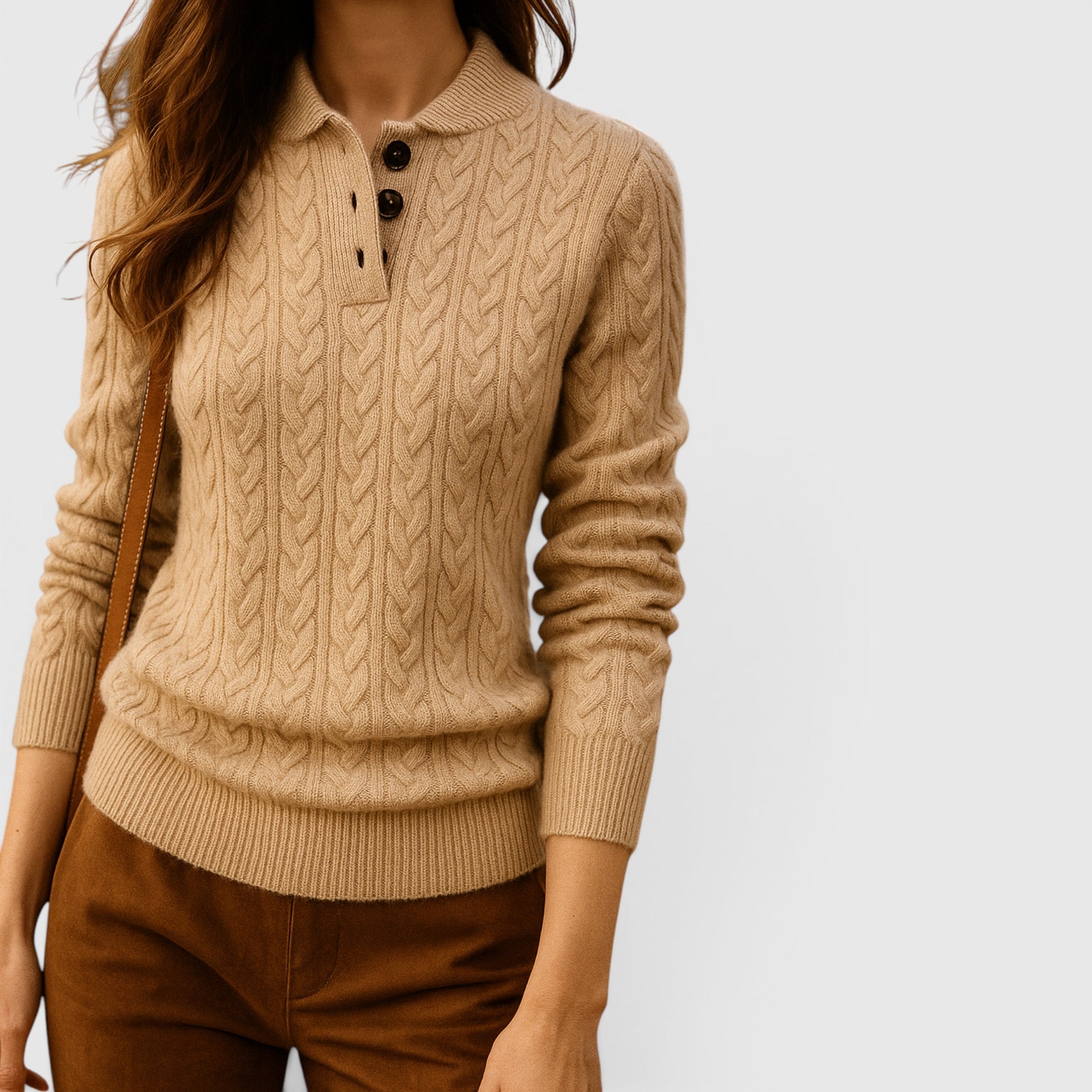 Ellmont London | Women's Soft Wool Cashmere Blend Pullover Button-Up Sweater