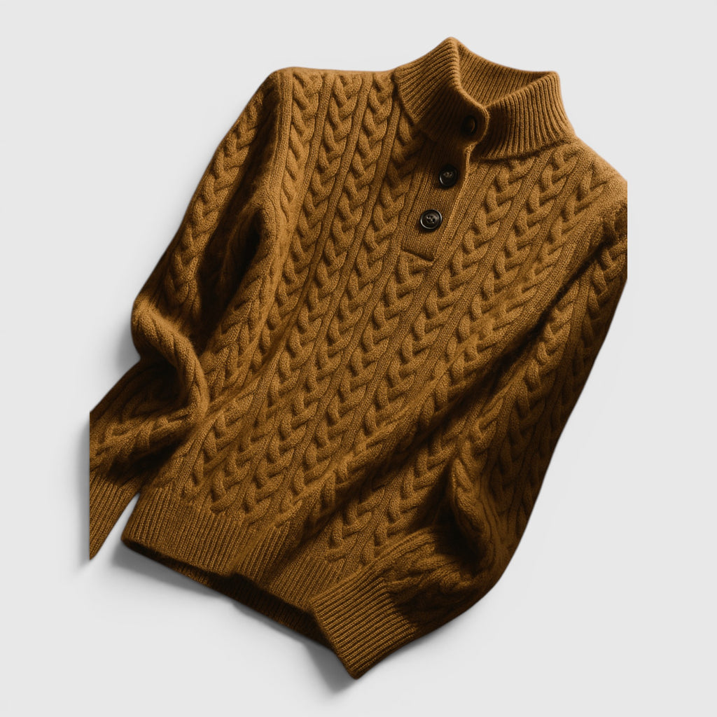 Ellmont London | Women's Soft Wool Cashmere Blend Pullover Button-Up Sweater