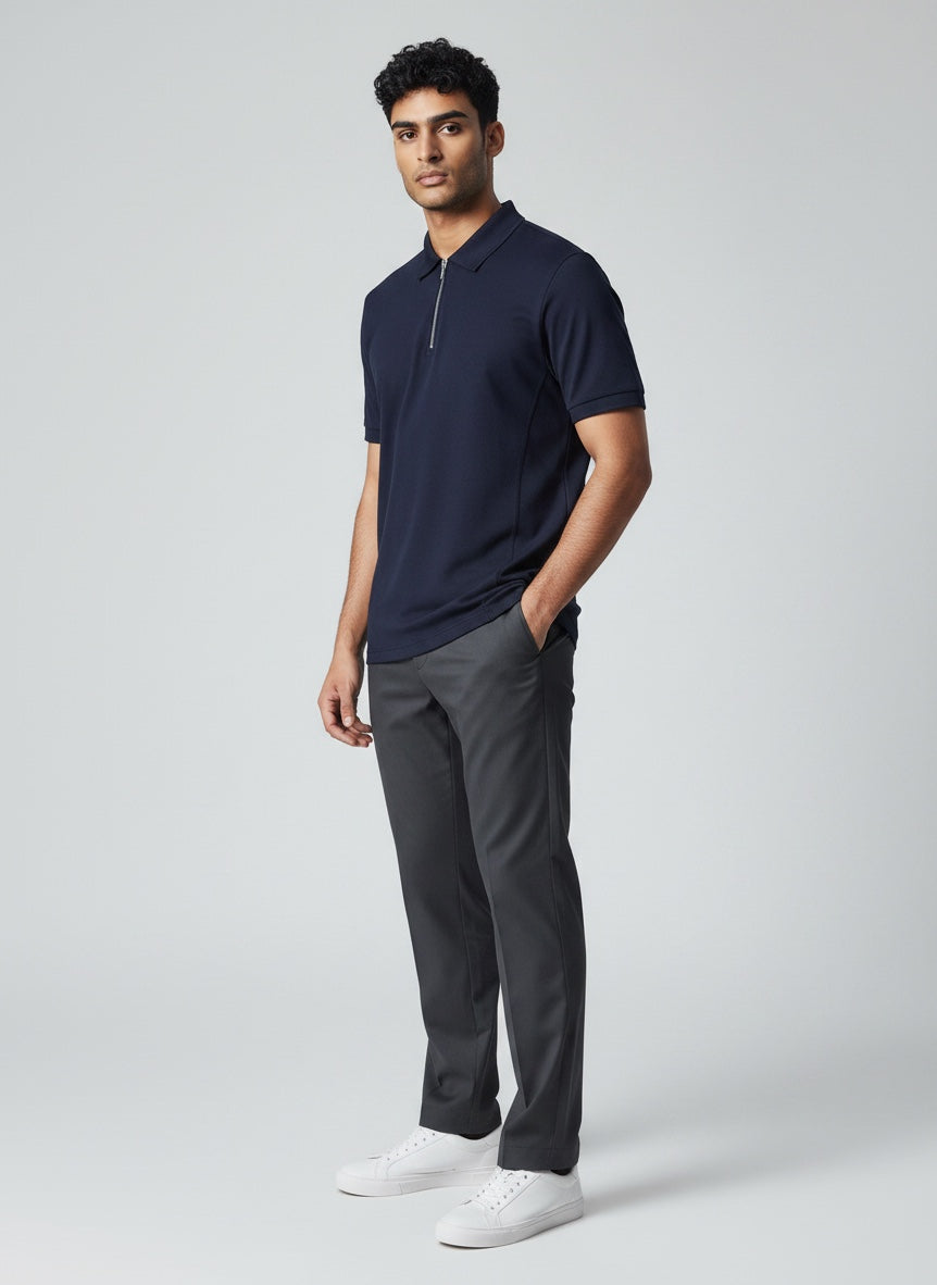 Ellmont London | Men’s Lightweight Zip Polo Shirt Everyday Style