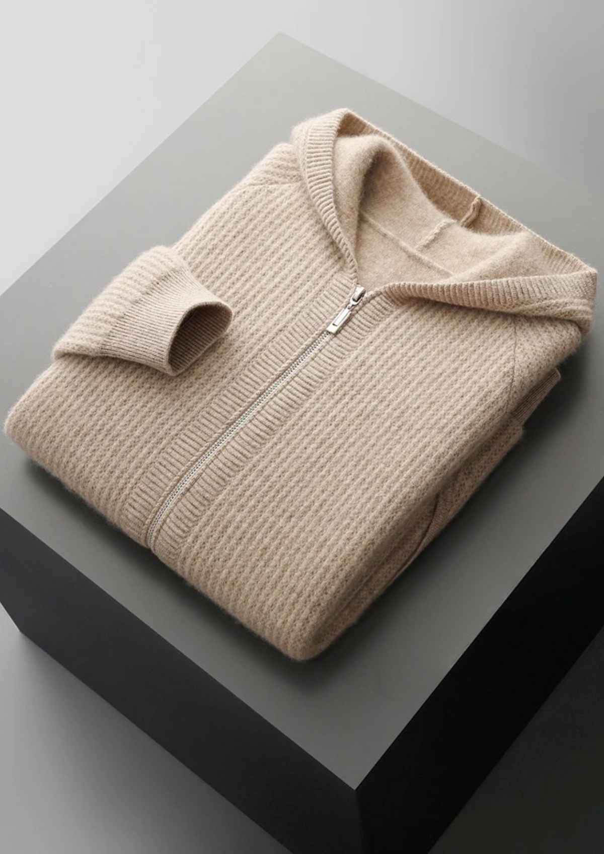 Extra-Fine Merino Wool Ribbed Zip Hoodie