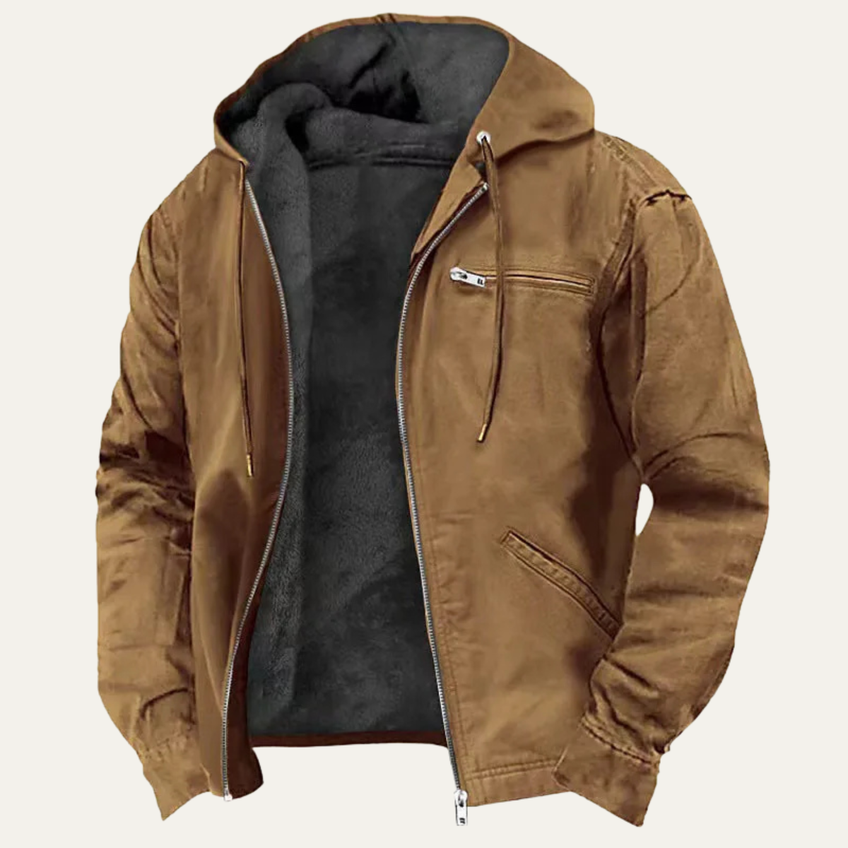 Men's Fleece Lined Hooded Jacket – Retro Full-Zip