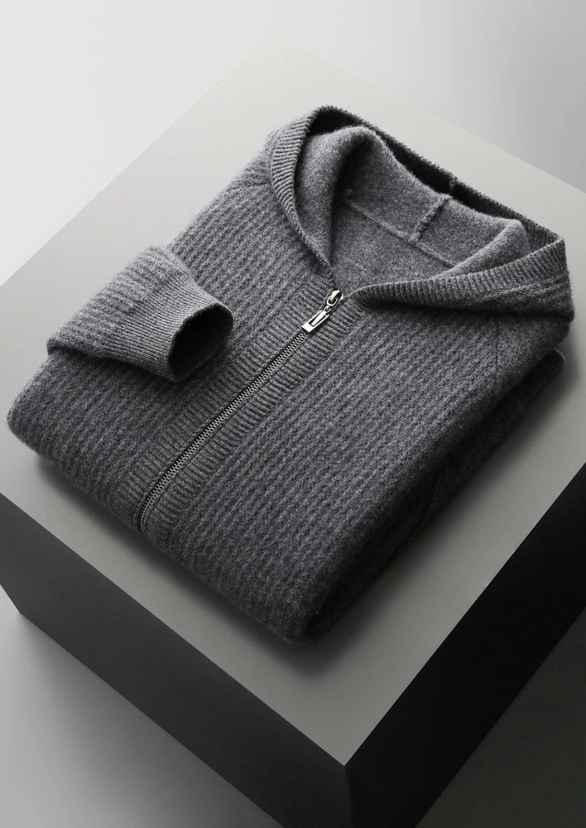 Extra-Fine Merino Wool Ribbed Zip Hoodie