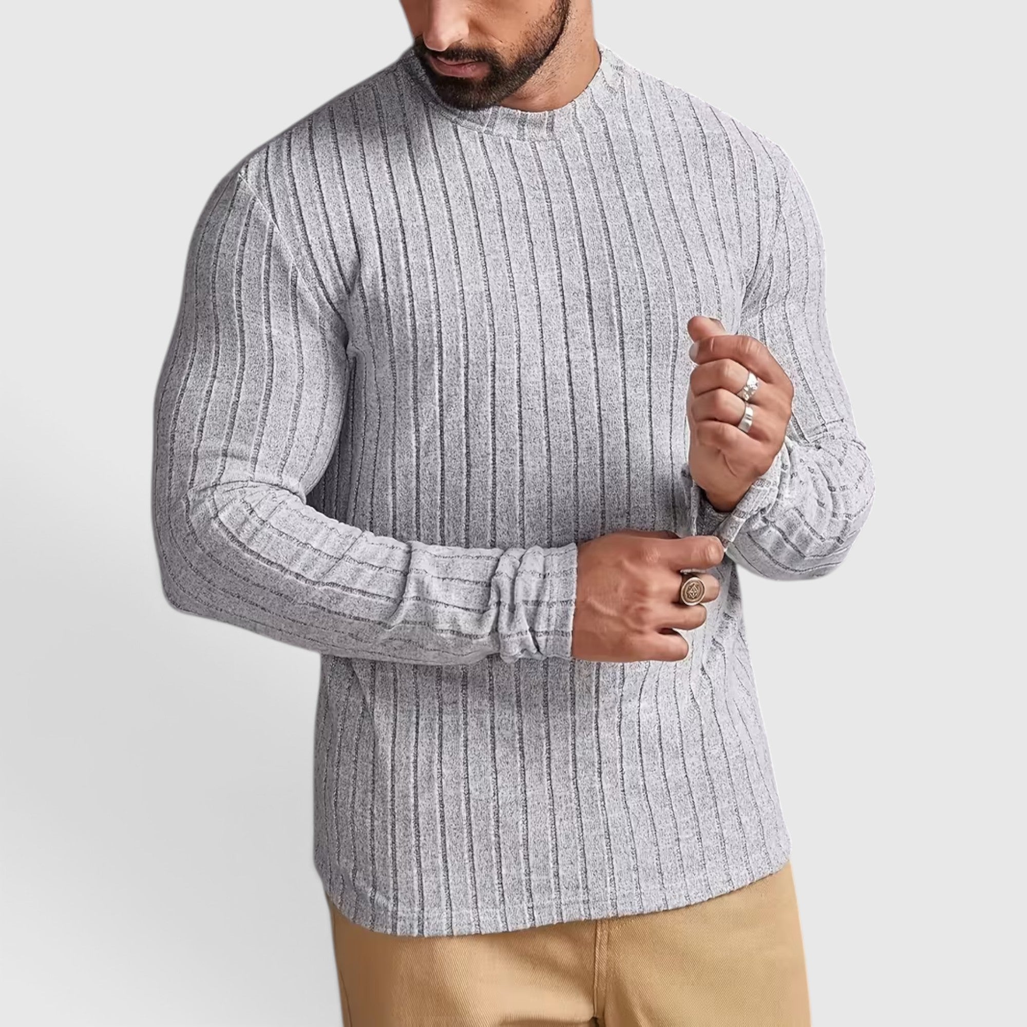 Peter | Men's Crewneck Sweater – High Stretch Knit Pullover Regular Fit