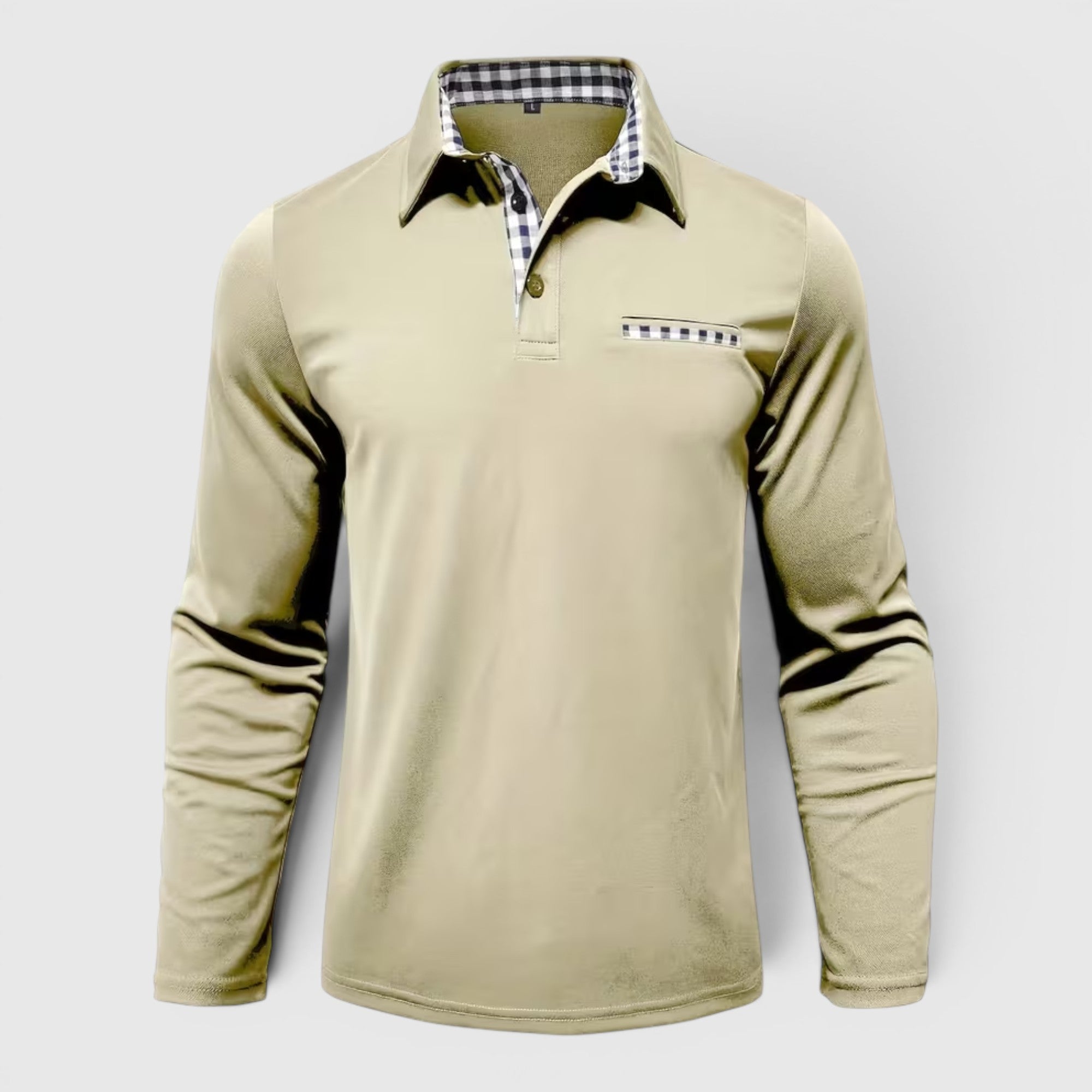 Ellmont London | Men's Polo Longsleeve V-Neck Sweater Quick-Dry Plaid Shirt