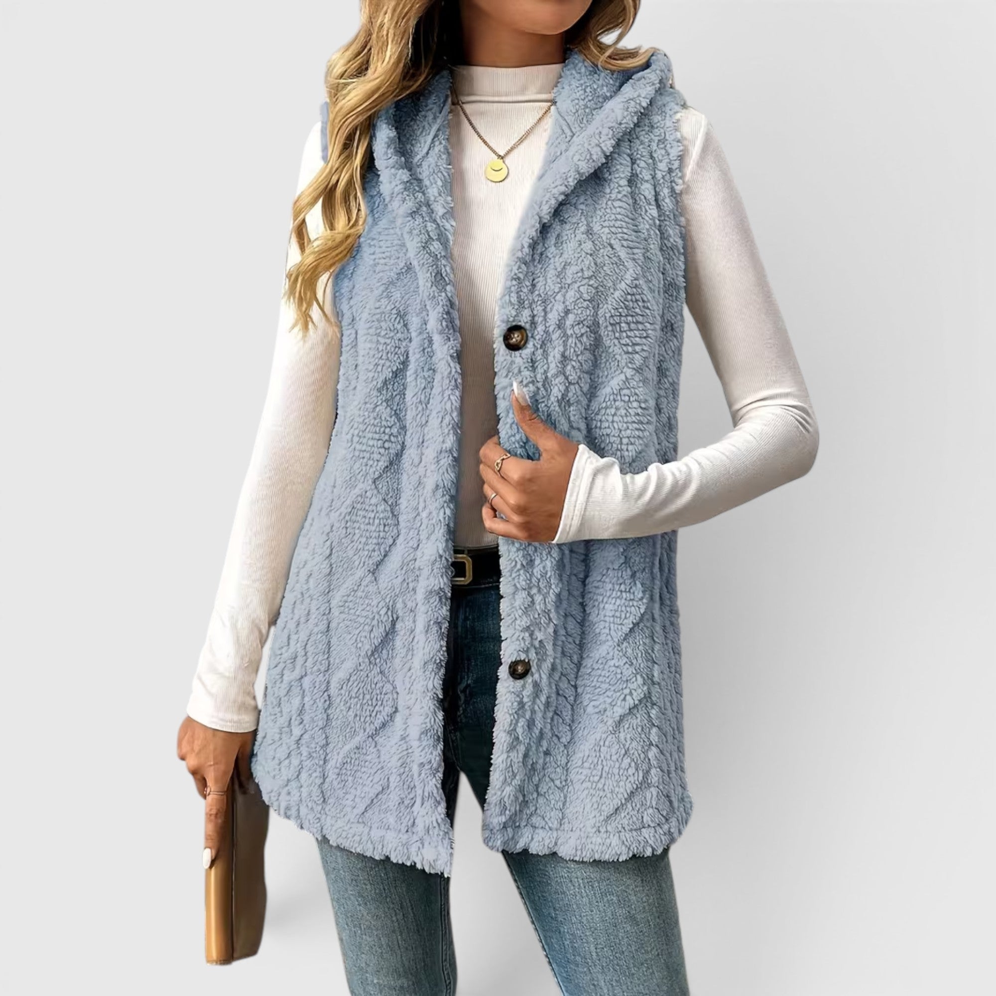 Ellmont London | Women's Warm Vest Button Front Hooded Outerwear