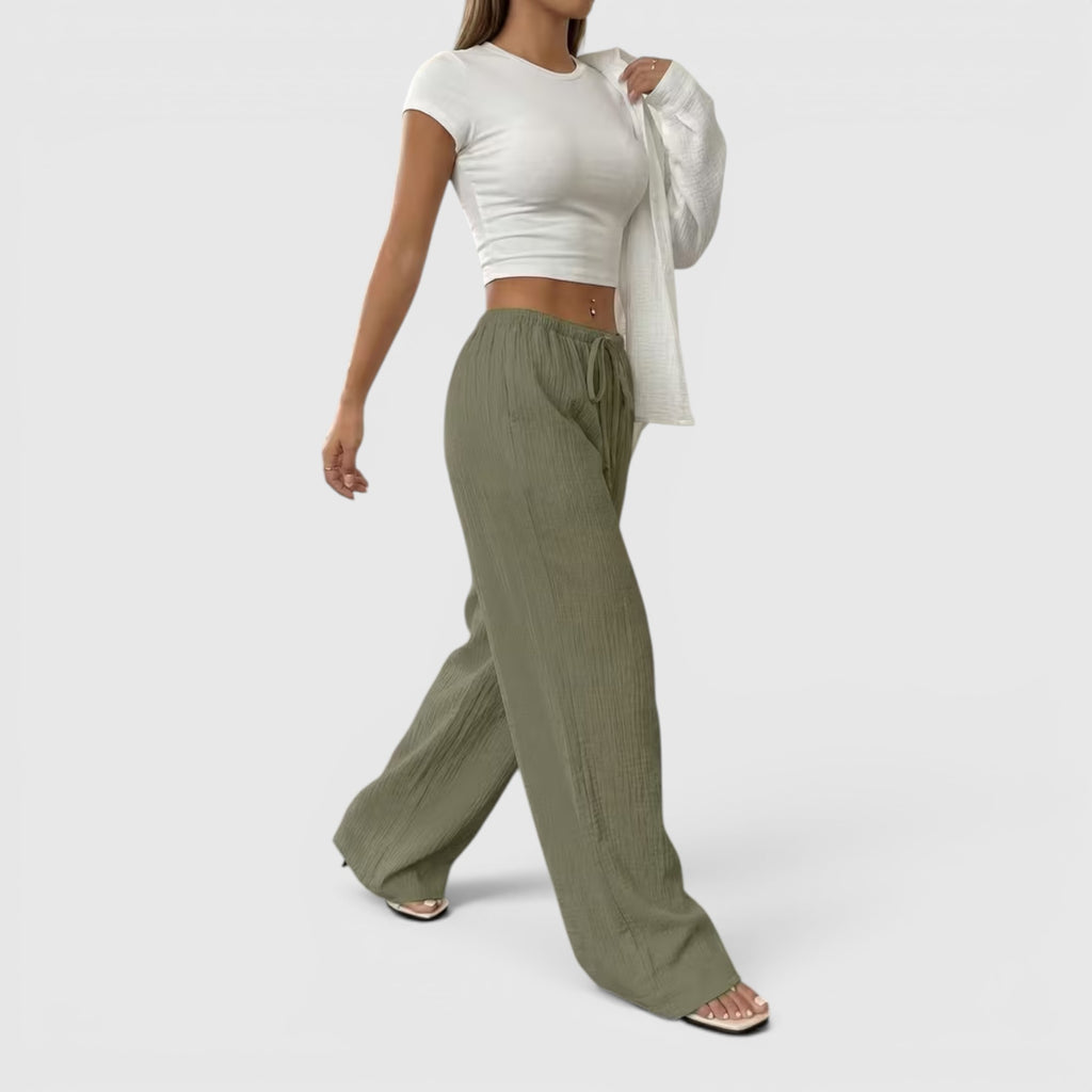 Greta | Women's Loose Straight Leg Trouser Set Lightweight Casual Outfit
