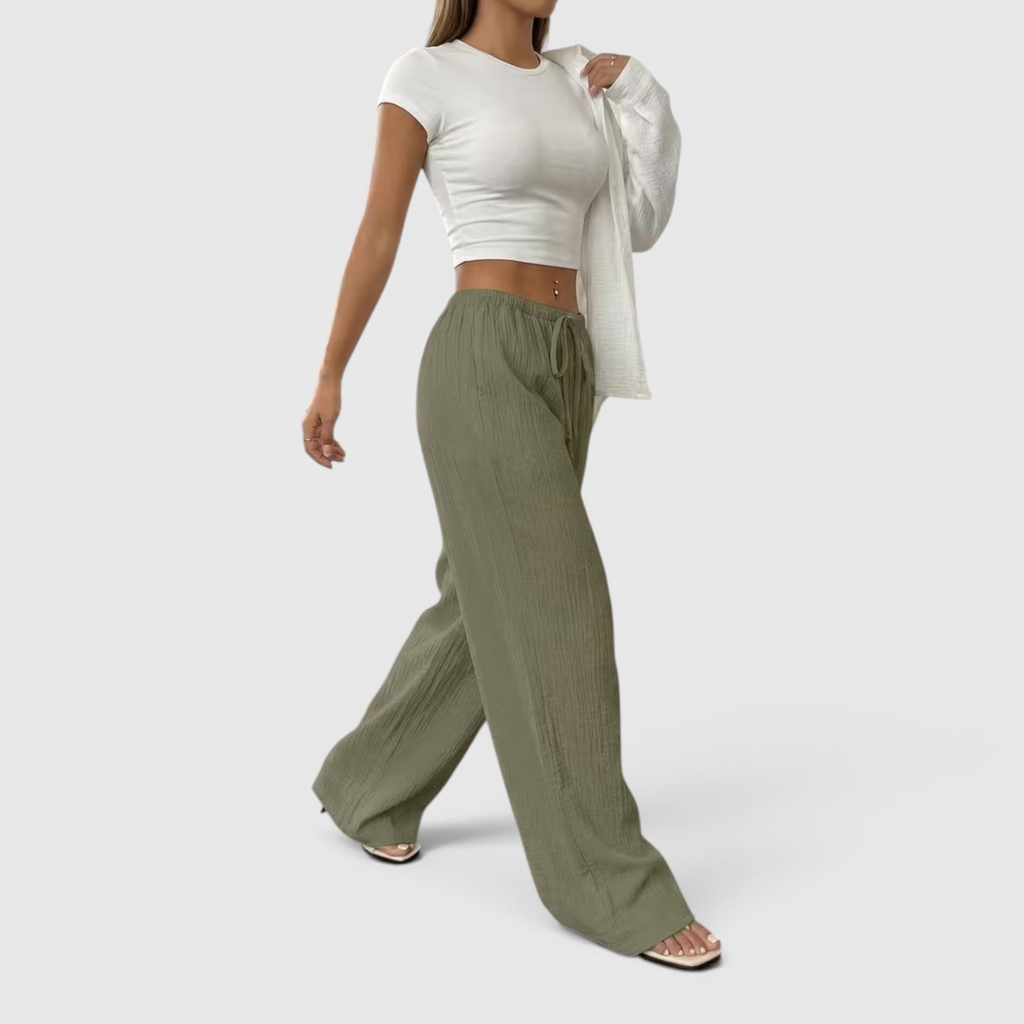 Greta | Women's Loose Straight Leg Trouser Set Lightweight Casual Outfit