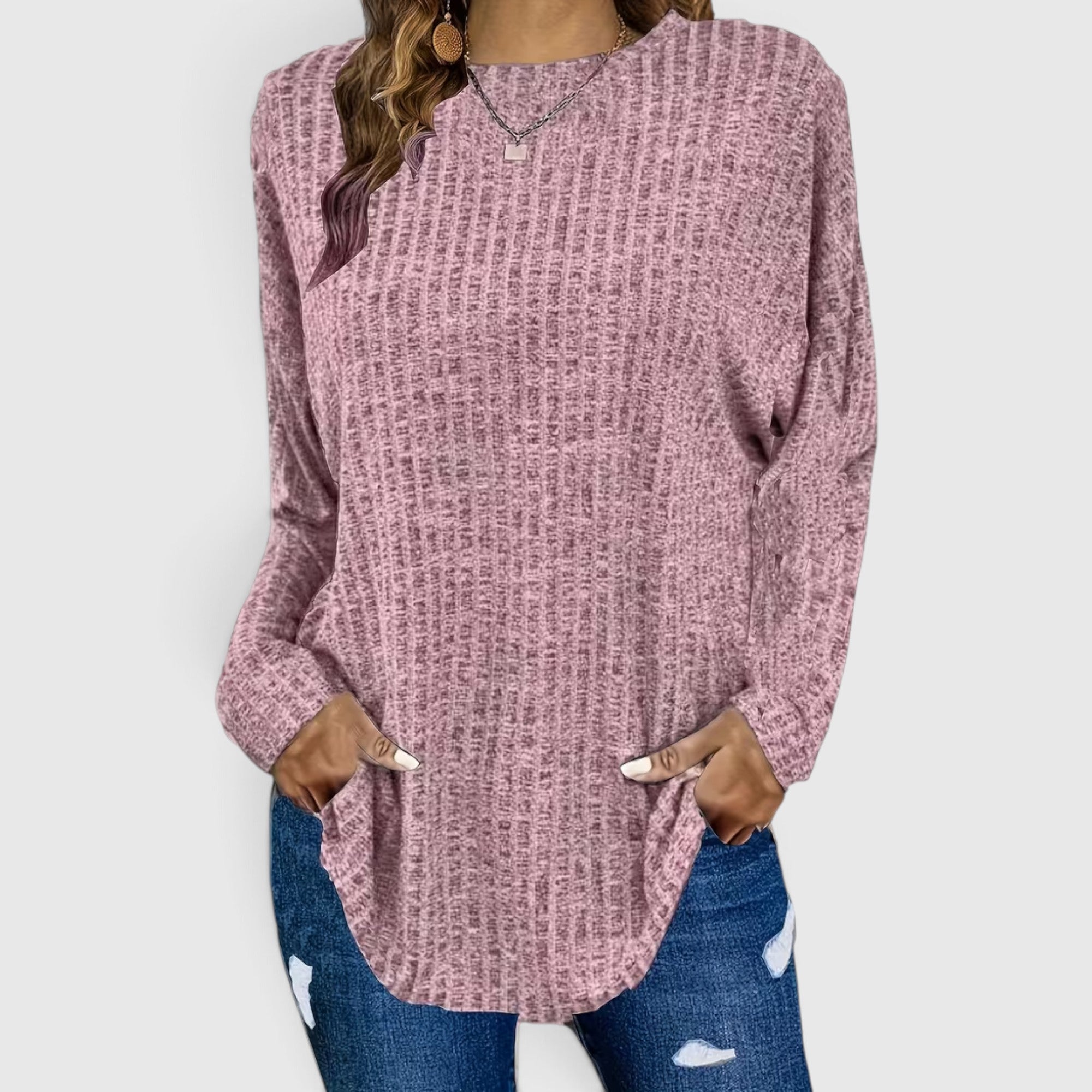 Lola | Women's Plus Size Crewneck Sweater – Relaxed Fit Long Sleeve Casual Top