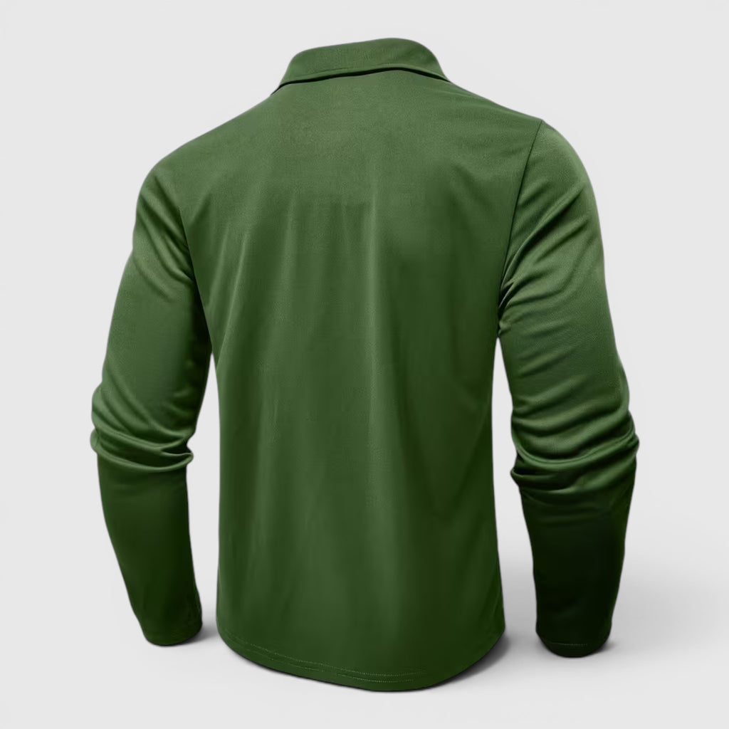 Ellmont London | Men's Polo Longsleeve V-Neck Sweater Quick-Dry Plaid Shirt