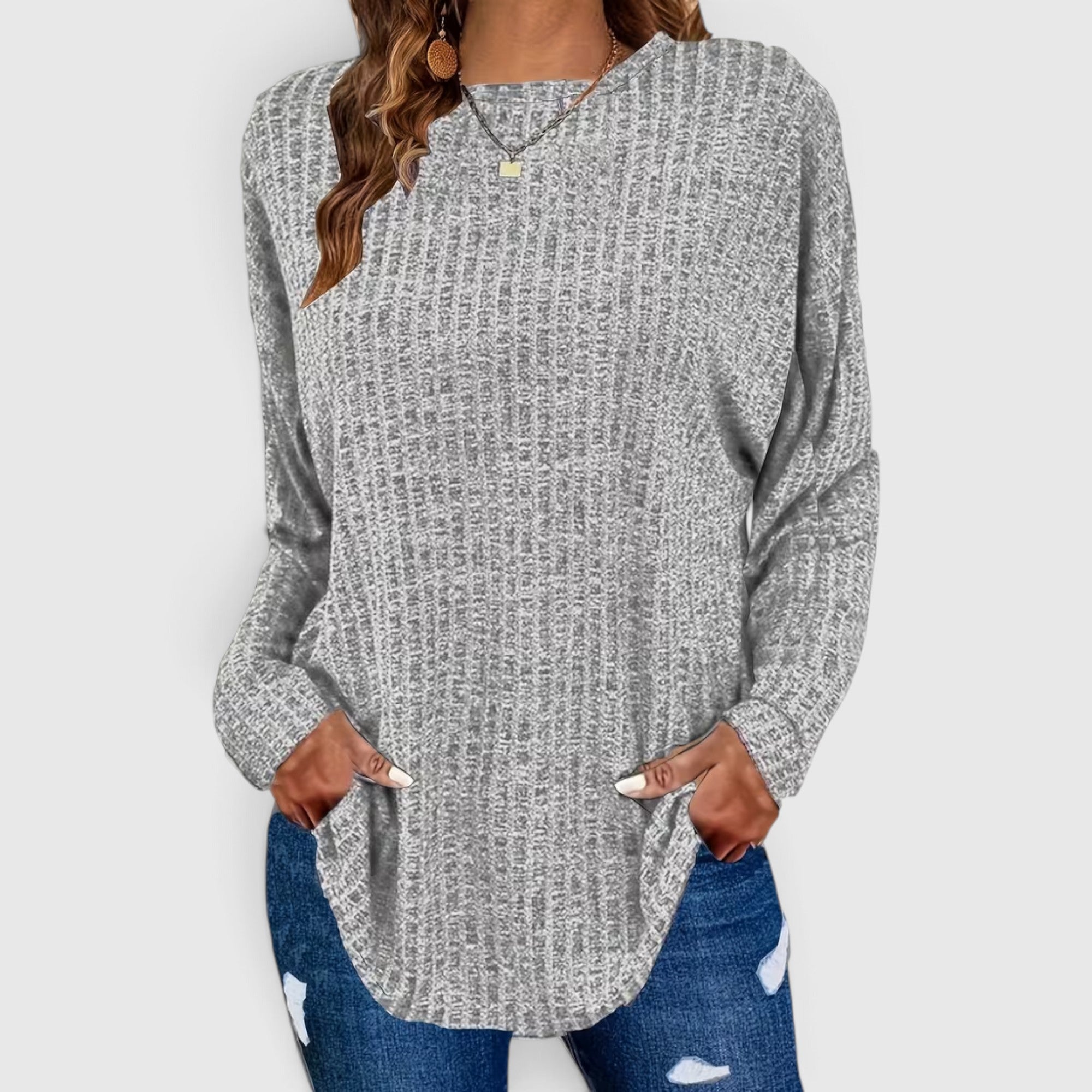 Lola | Women's Plus Size Crewneck Sweater – Relaxed Fit Long Sleeve Casual Top