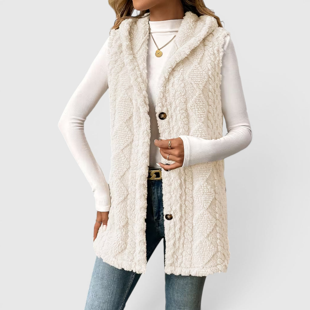 Ellmont London | Women's Warm Vest Button Front Hooded Outerwear
