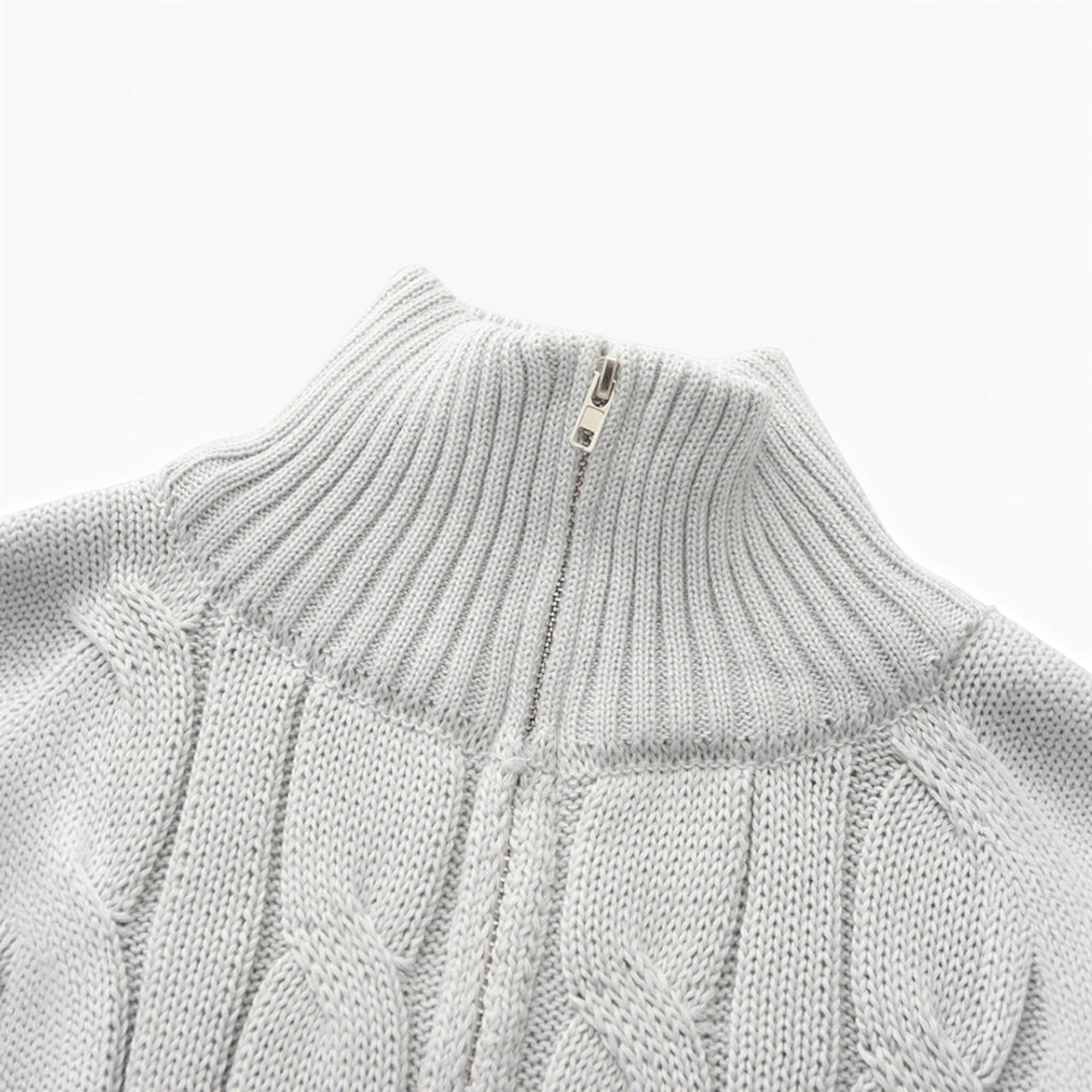 Ellmont London | Men's Cotton Cable Knit Sweater Half Zip Classic Fit