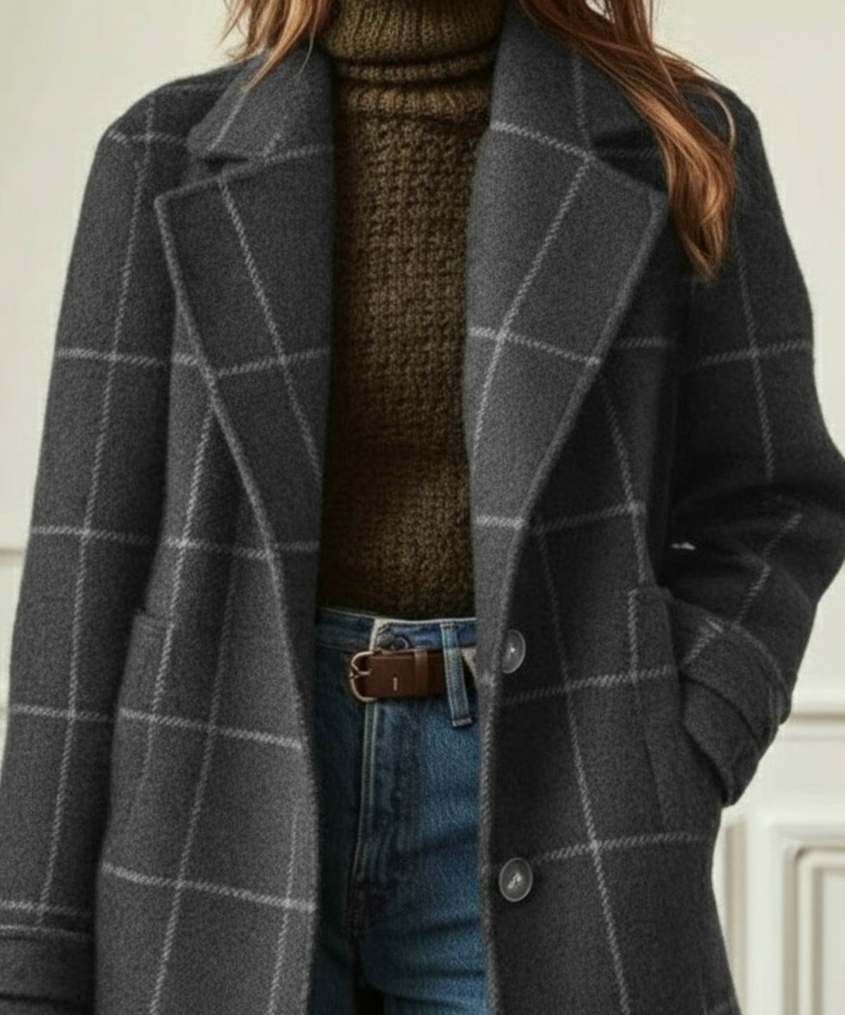 Women's Wool Check Coat