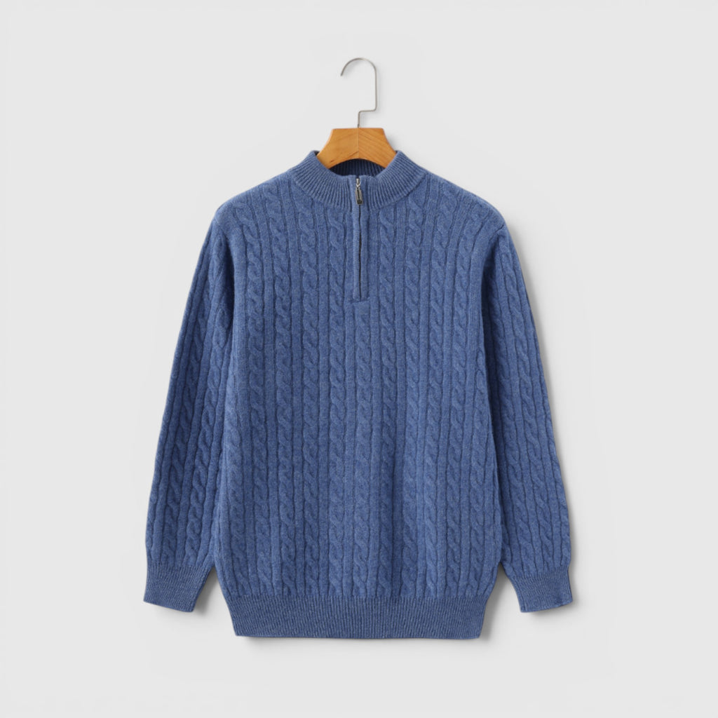 Ellmont London | Men's Premium Cashmere Half Zip Pullover Warm Knit Sweater