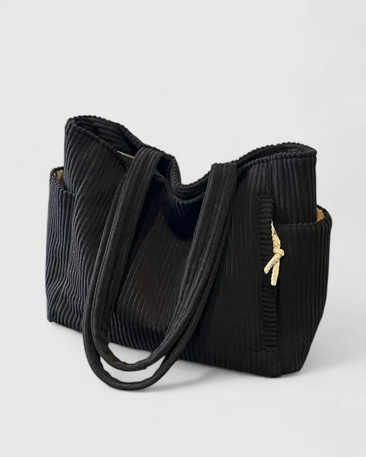Elsie | Luxurious Ribbed Tote Bag With Cord Detail
