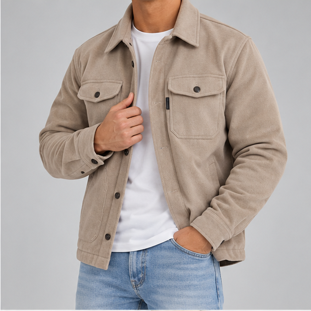 Men’s Overshirt Jacket – Casual Button-Up Shirt Jacket with Utility Pockets