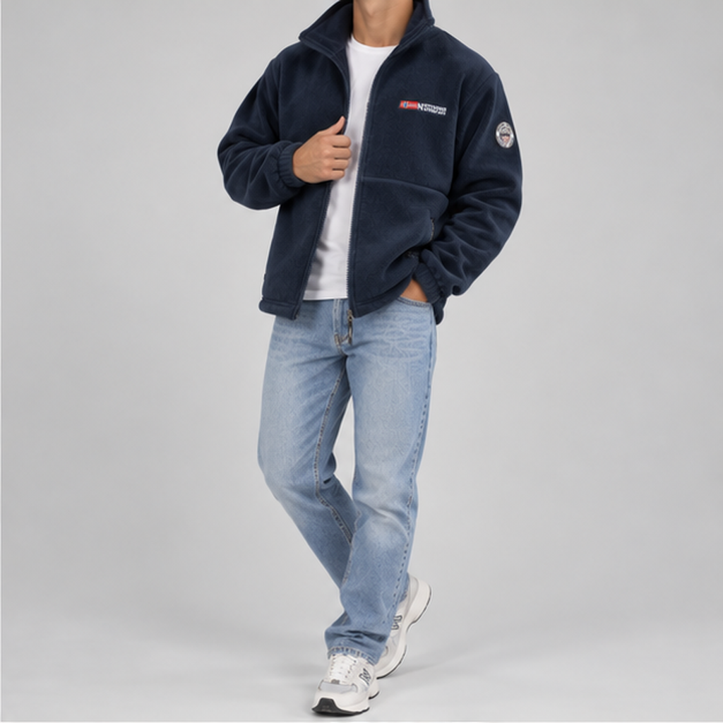 Men’s Fleece Jacket – Full-Zip Fleece Jacket with Stand-Up Collar