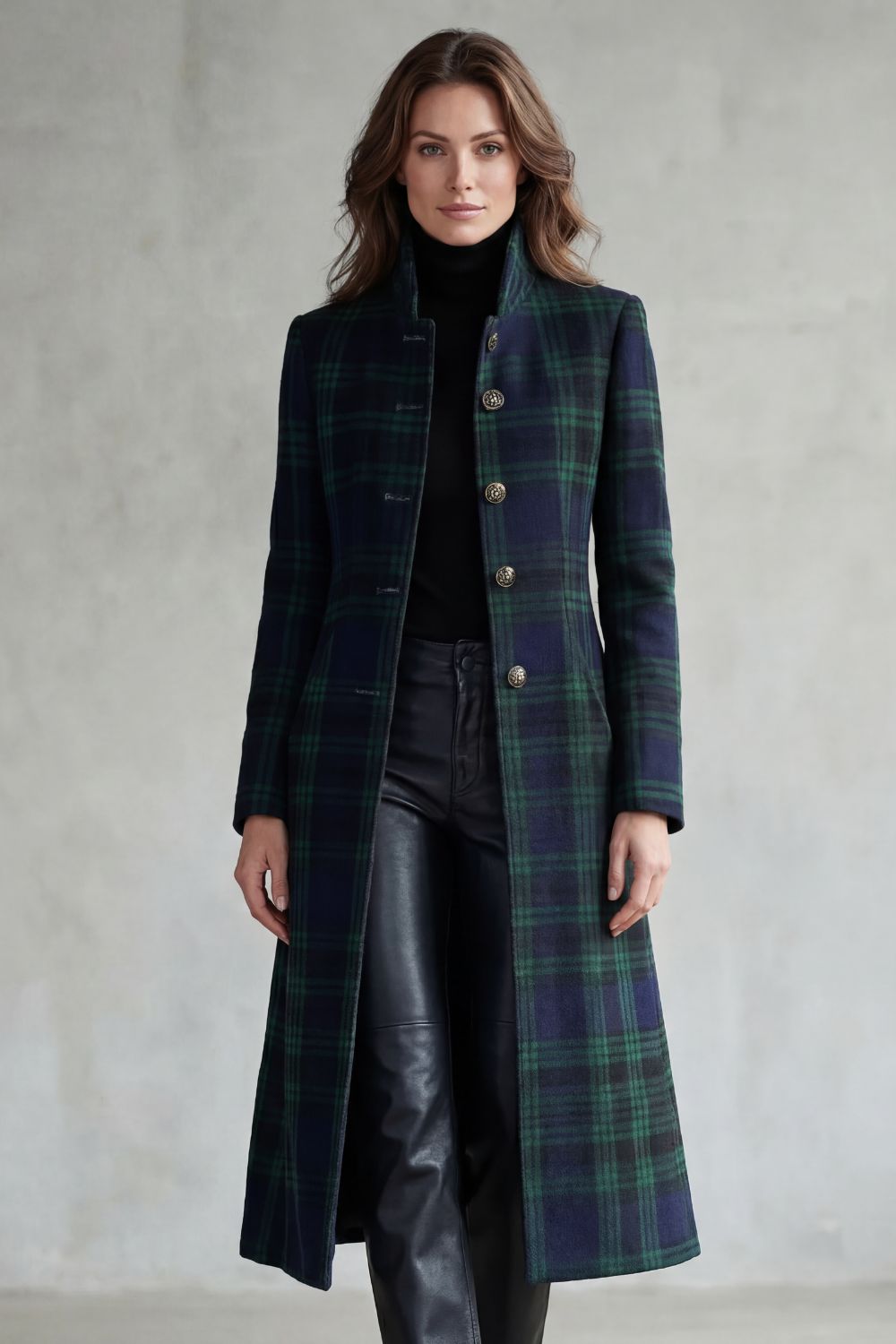 Women's Highland Check Wool Blend Coat