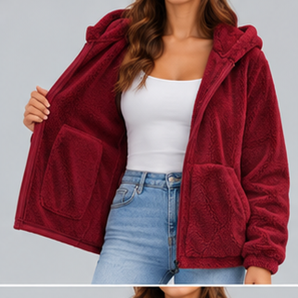 Men’s Sherpa Fleece Jacket – Hooded Full-Zip Winter Jacket