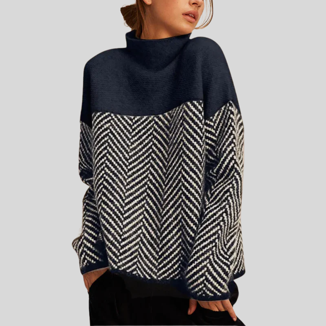 Flora | Two-Tone High-Neck Pullover