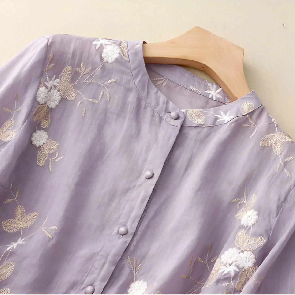 Ellmont London | Women's Relaxed Fit Cotton Summer Blouse with Embroidery