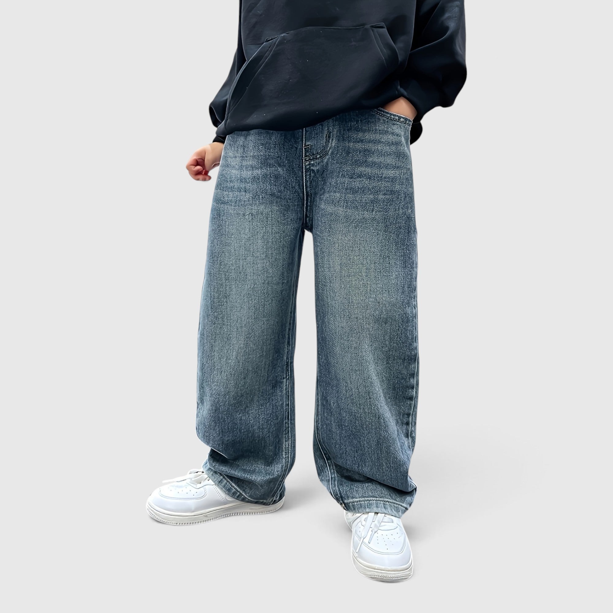 Gareth | Boys' Baggy Cargo Jeans Mid Waist Loose Fit Long Trousers