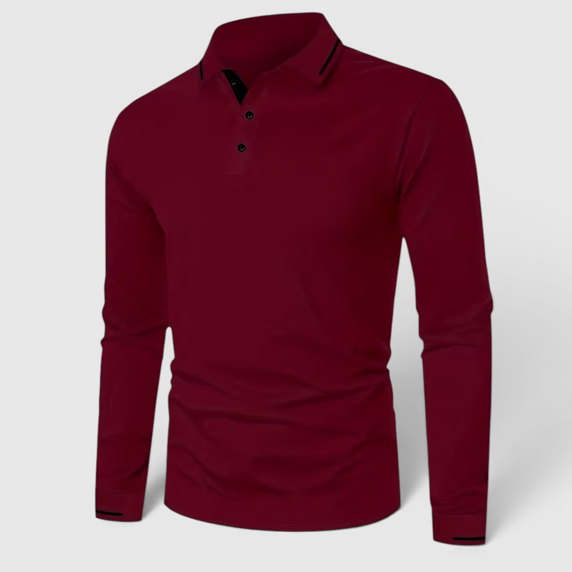 Isaac | Men's Casual Polo Shirt Long Sleeve Rib-Knit Everyday Wear