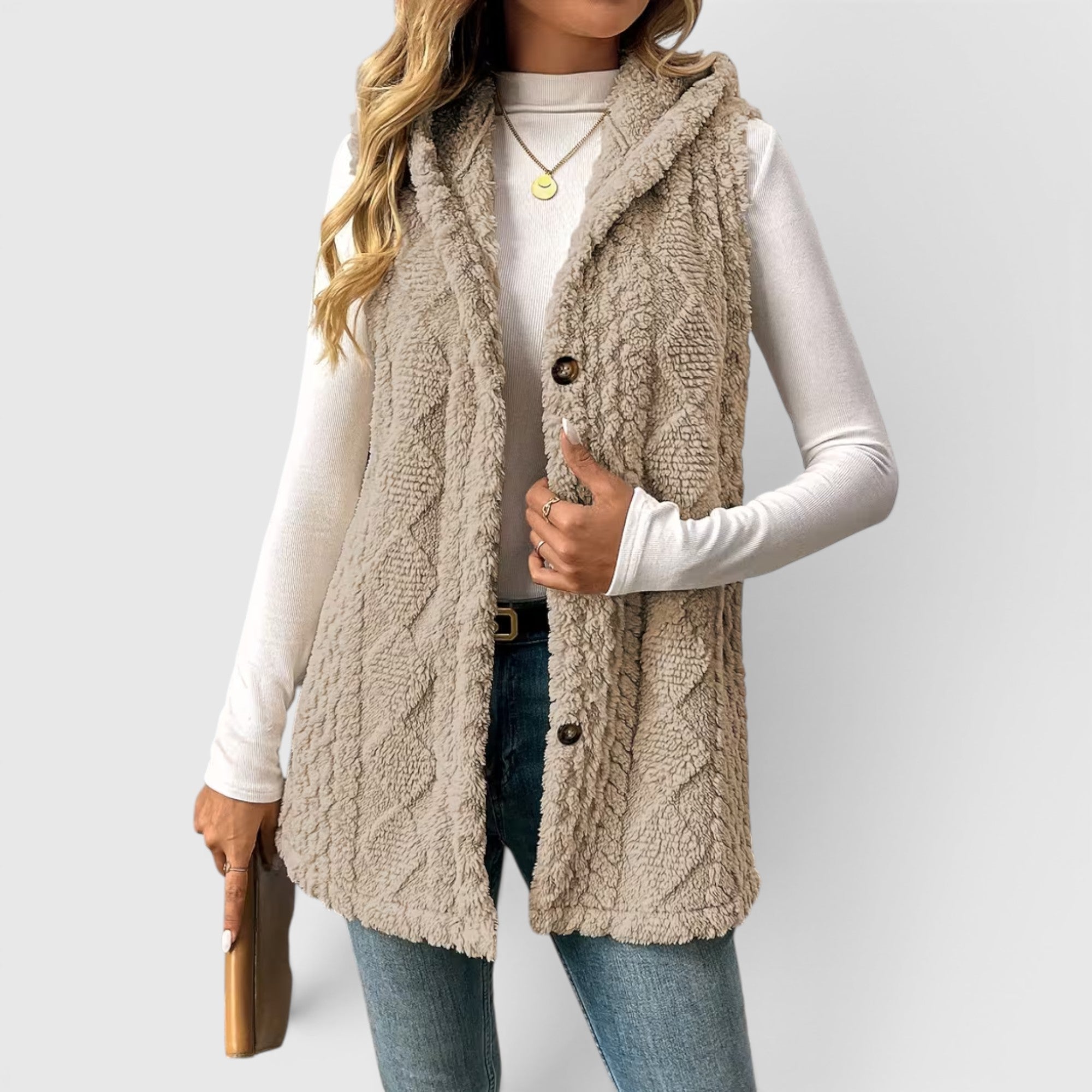 Ellmont London | Women's Warm Vest Button Front Hooded Outerwear