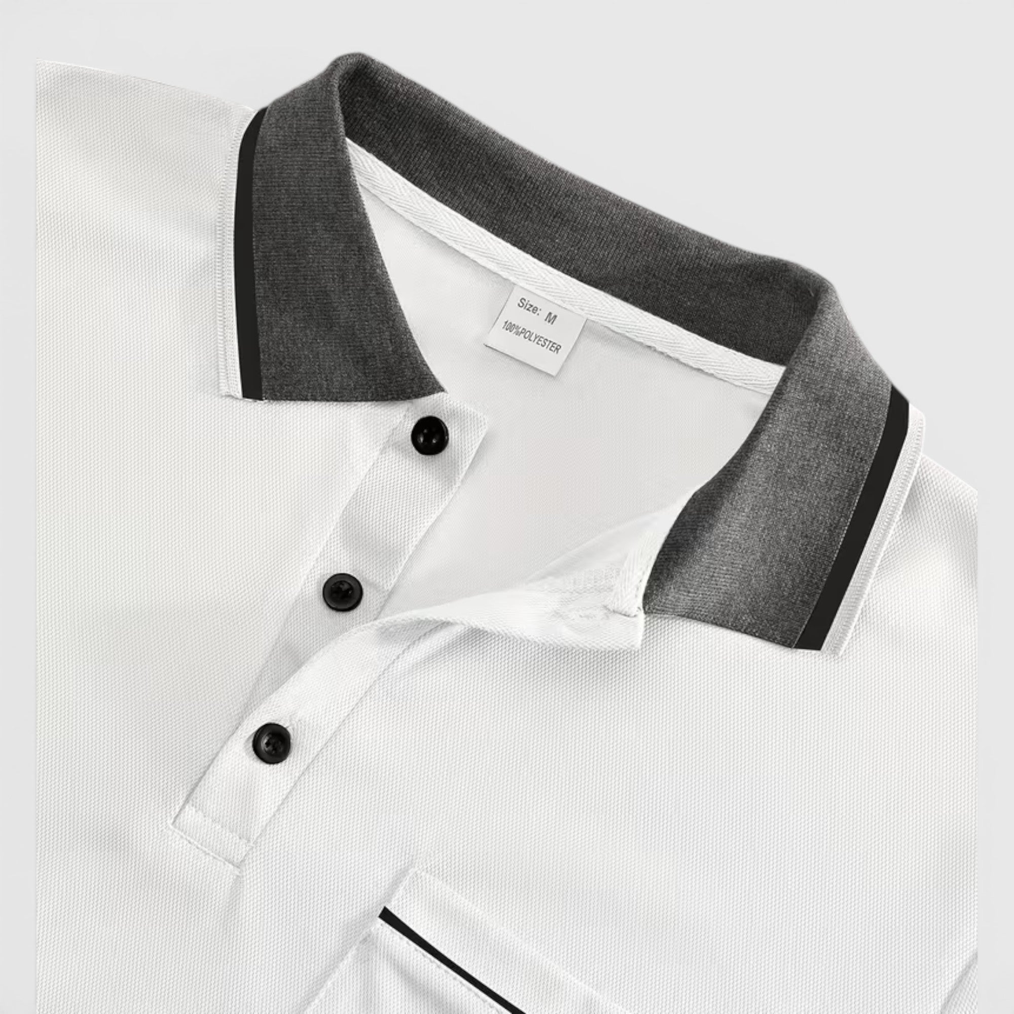 Ellmont London | Men's Long Sleeve Polo Shirt Contrast Collar Regular Fit Button Up