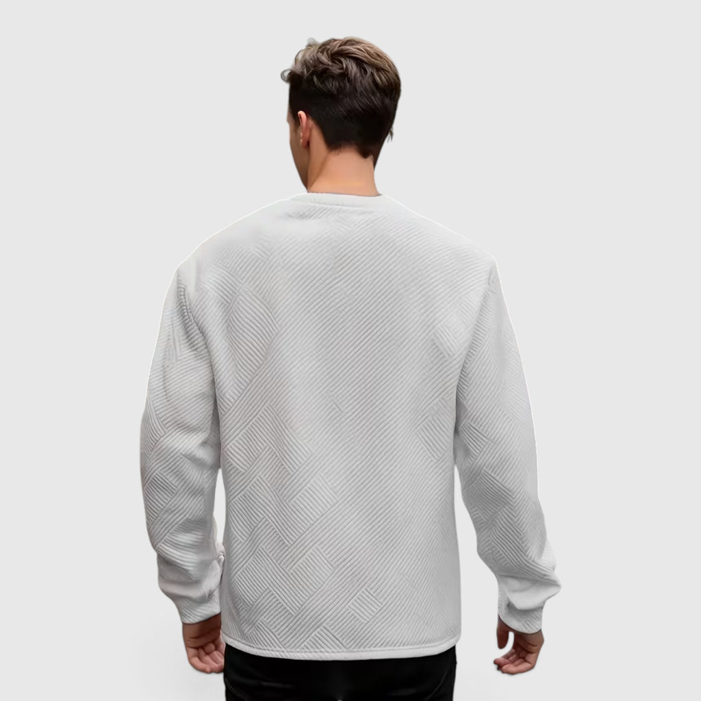 Nathan | Men's Casual Jacquard Sweatshirt – Long Sleeve Crew Neck Sweater
