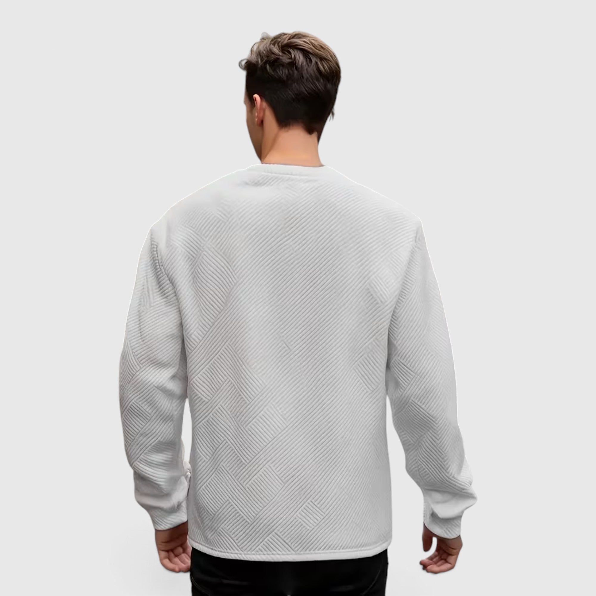 Nathan | Men's Casual Jacquard Sweatshirt – Long Sleeve Crew Neck Sweater