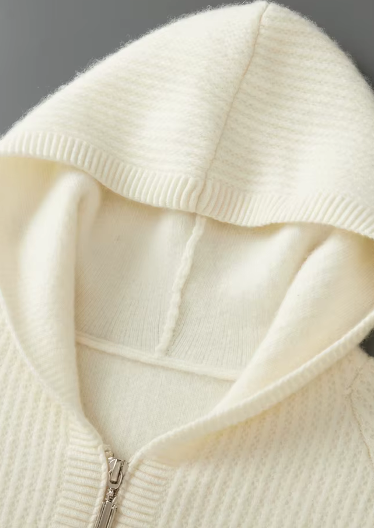 Extra-Fine Merino Wool Ribbed Zip Hoodie