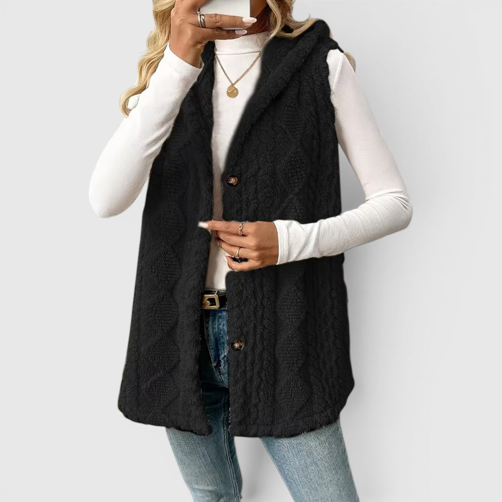 Ellmont London | Women's Warm Vest Button Front Hooded Outerwear