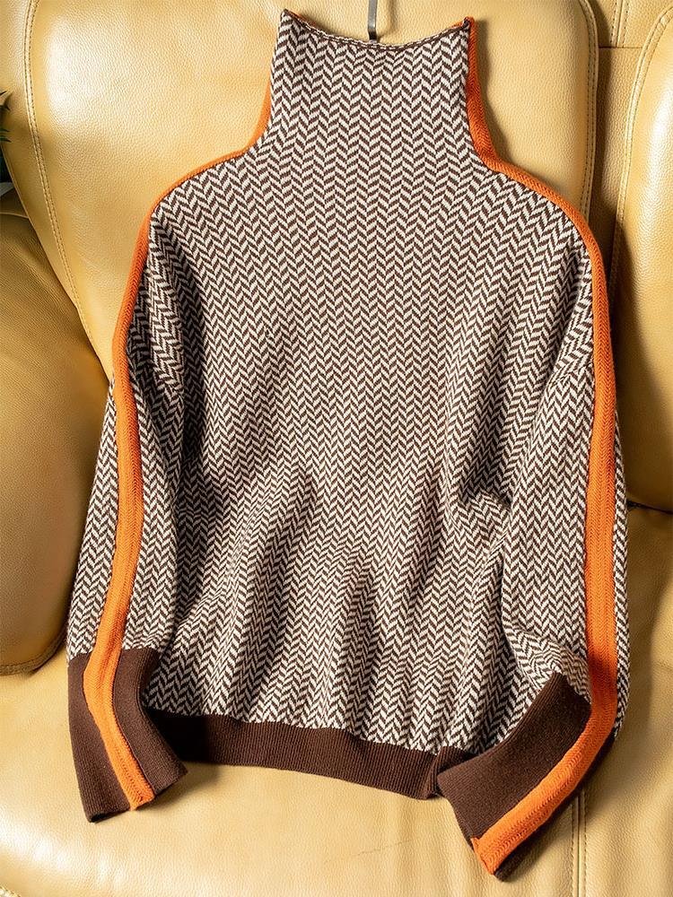 Amelia | Modern Striped High-Neck Sweater
