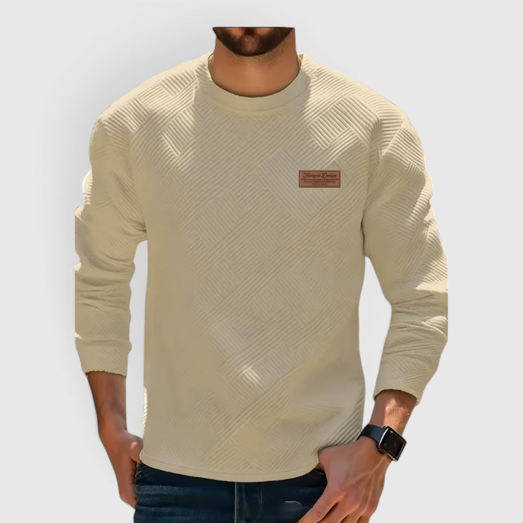 Nathan | Men's Casual Jacquard Sweatshirt – Long Sleeve Crew Neck Sweater