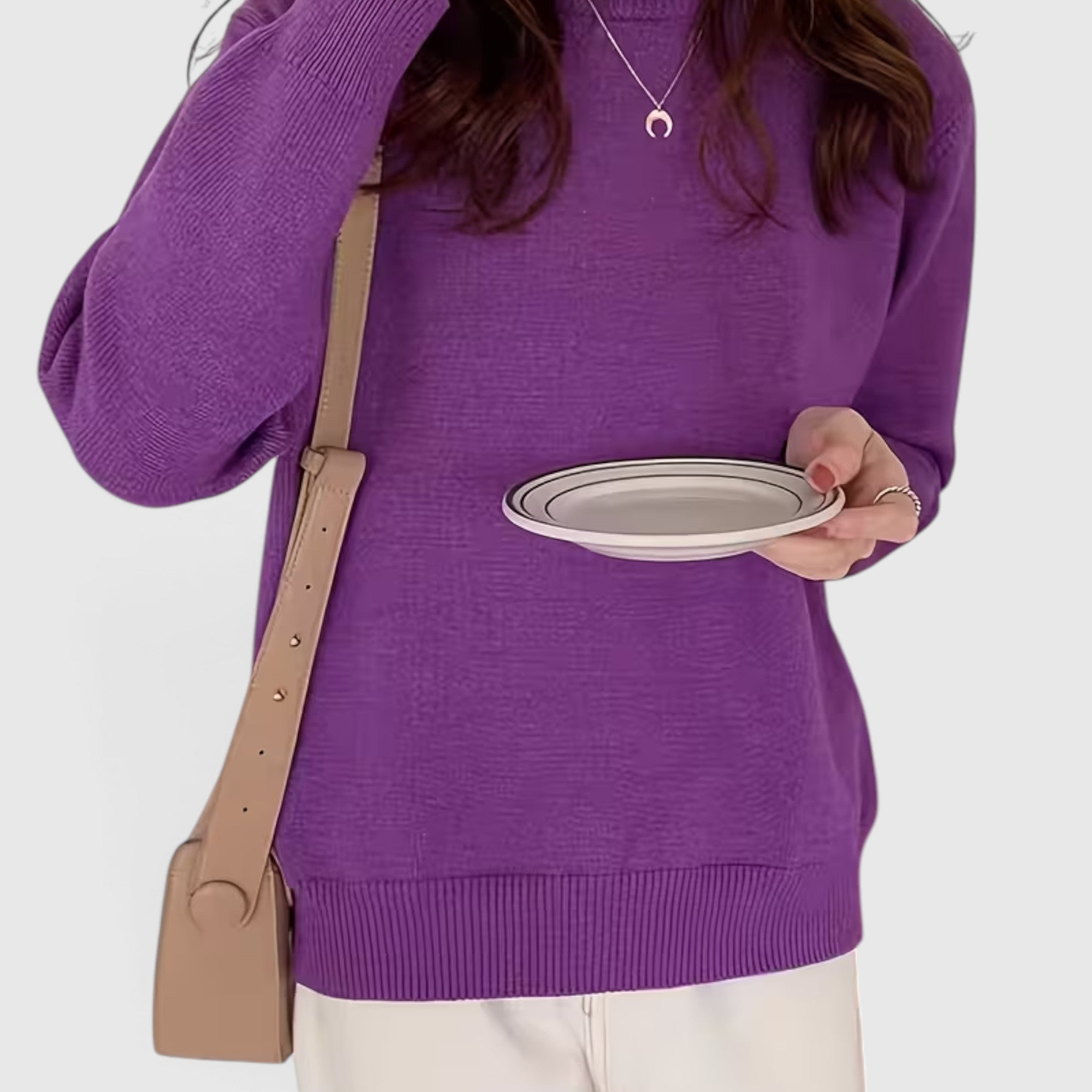 Juno | Women's Crewneck Sweater – Casual Loose Fit Everyday Knit Top
