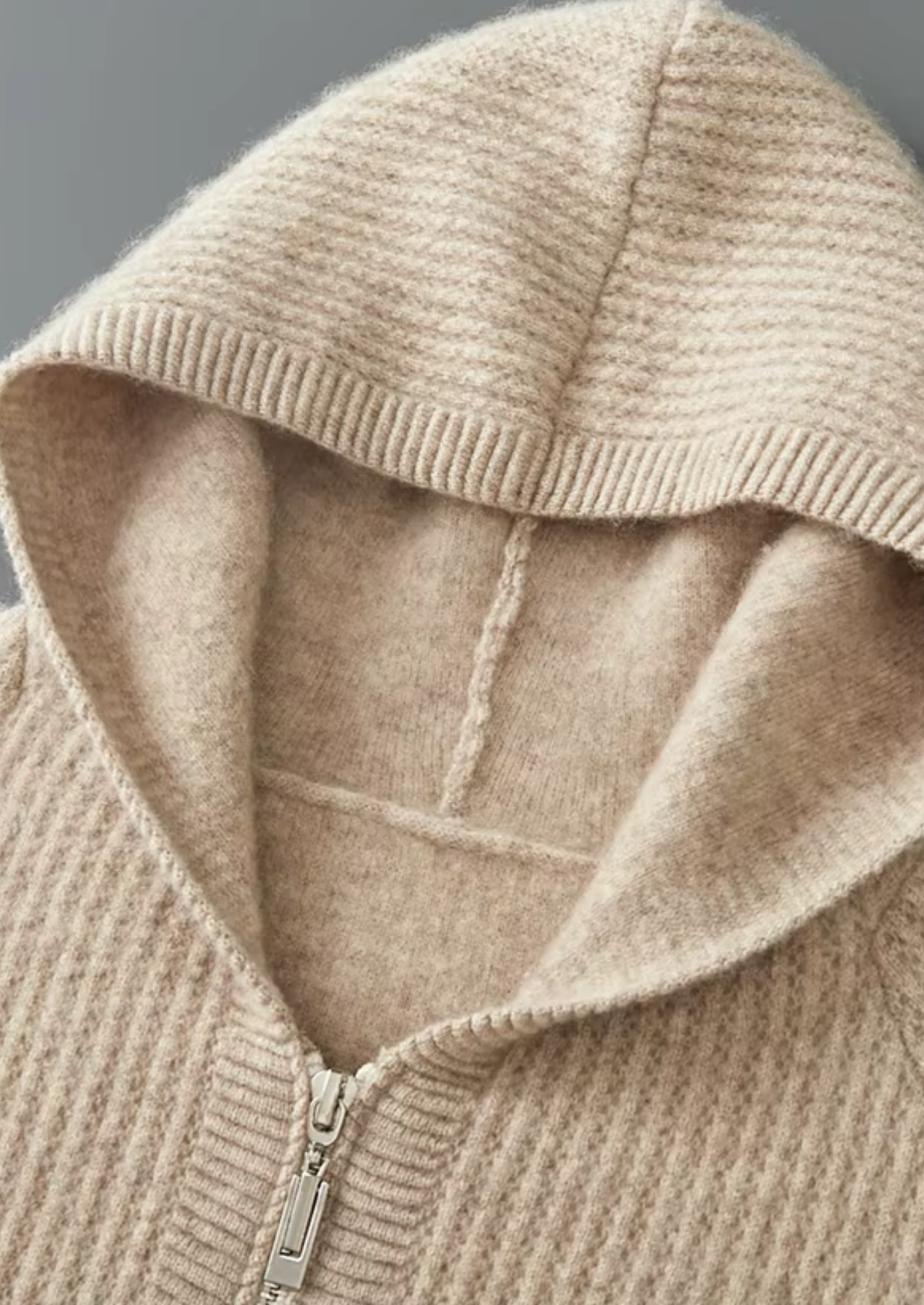 Extra-Fine Merino Wool Ribbed Zip Hoodie