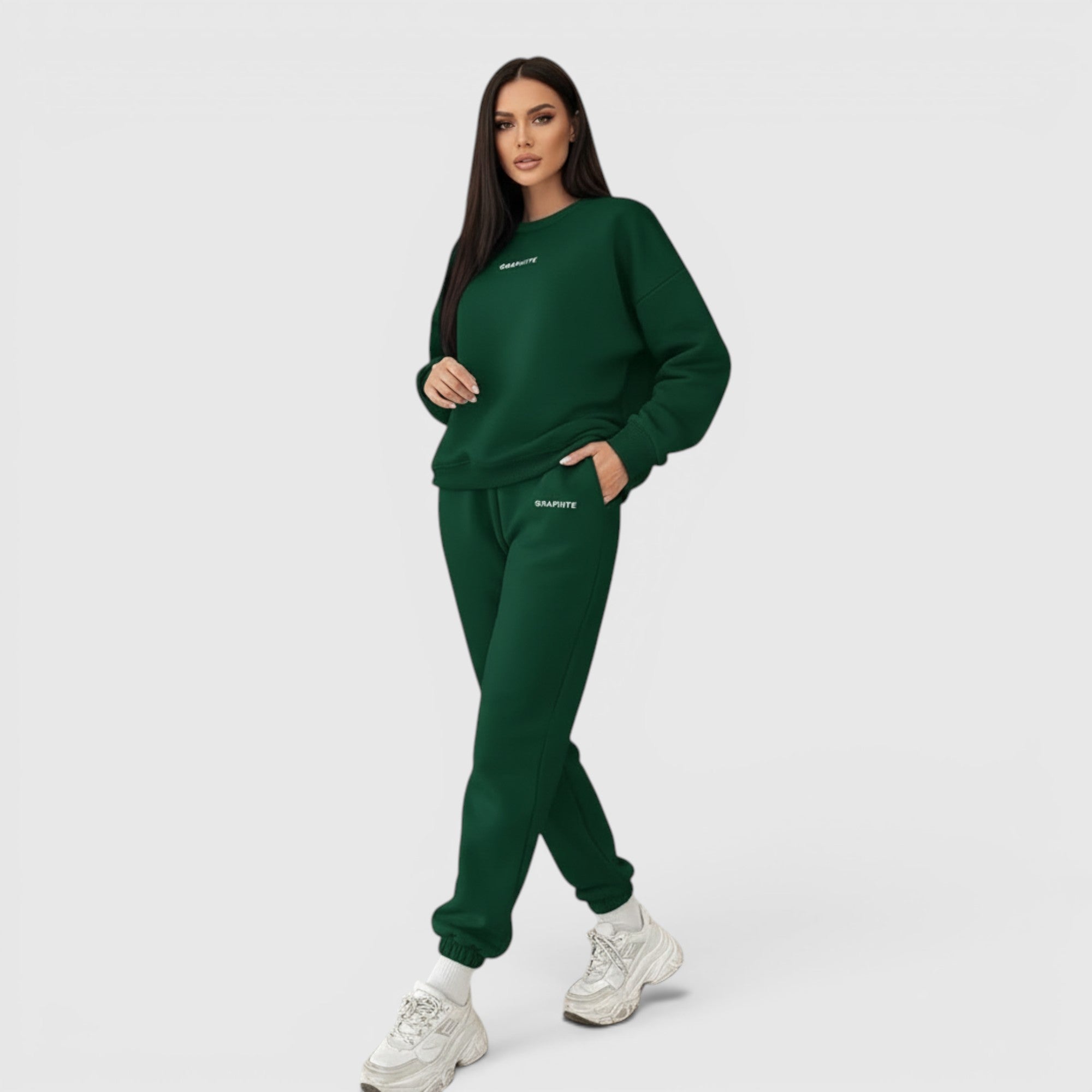 Hazel | Women's Loose Fit Embroidered Tracksuit Two-Piece Lounge Set