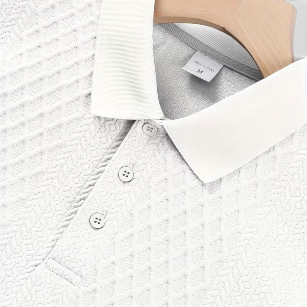 Karl | Men's Long Sleeve Jacquard Polo Shirt Crewneck Sweater Look