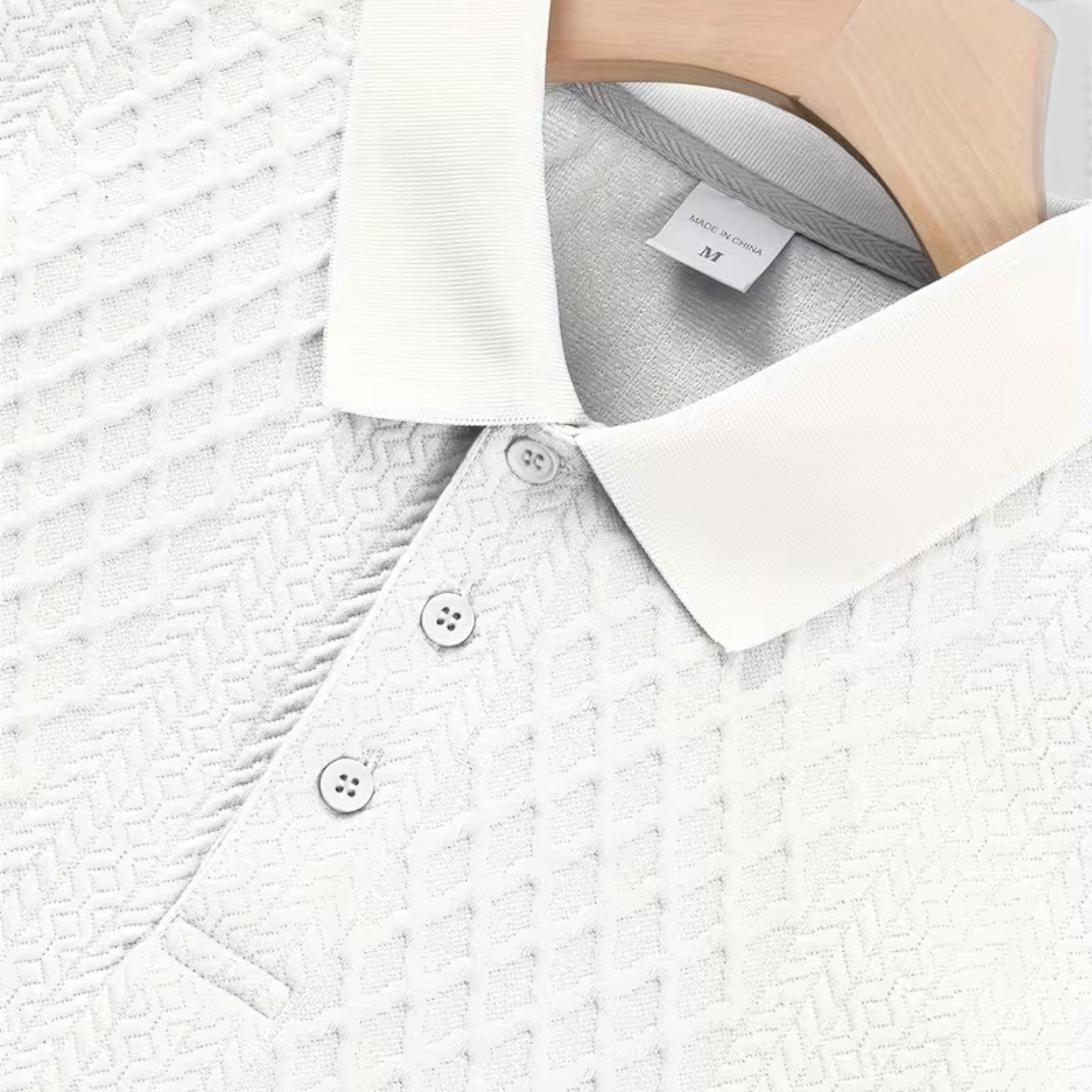 Karl | Men's Long Sleeve Jacquard Polo Shirt Crewneck Sweater Look