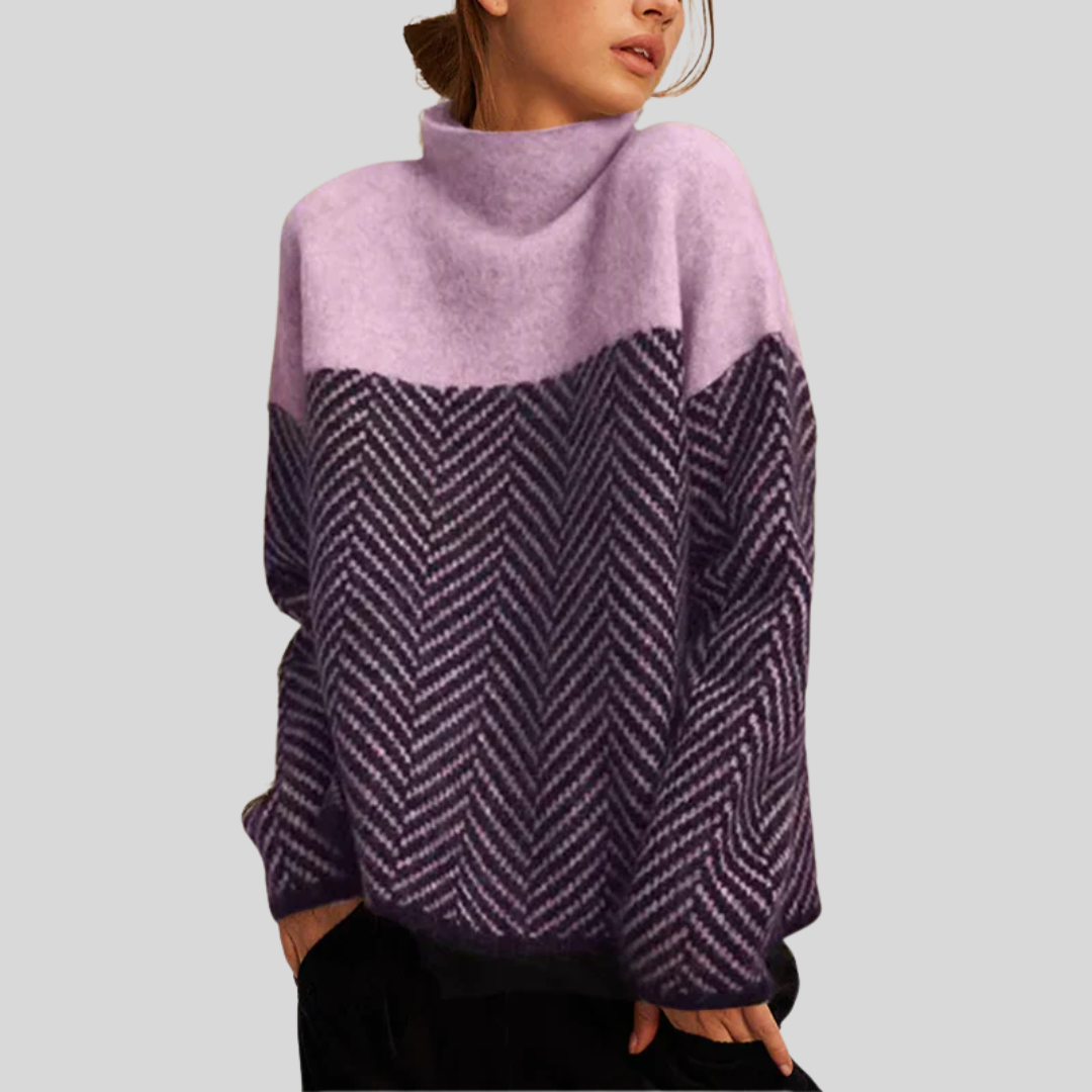 Flora | Two-Tone High-Neck Pullover