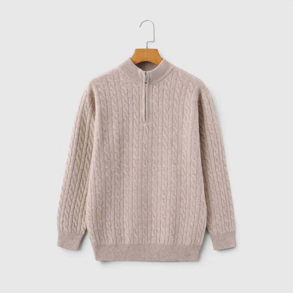 Ellmont London | Men's Premium Cashmere Half Zip Pullover Warm Knit Sweater