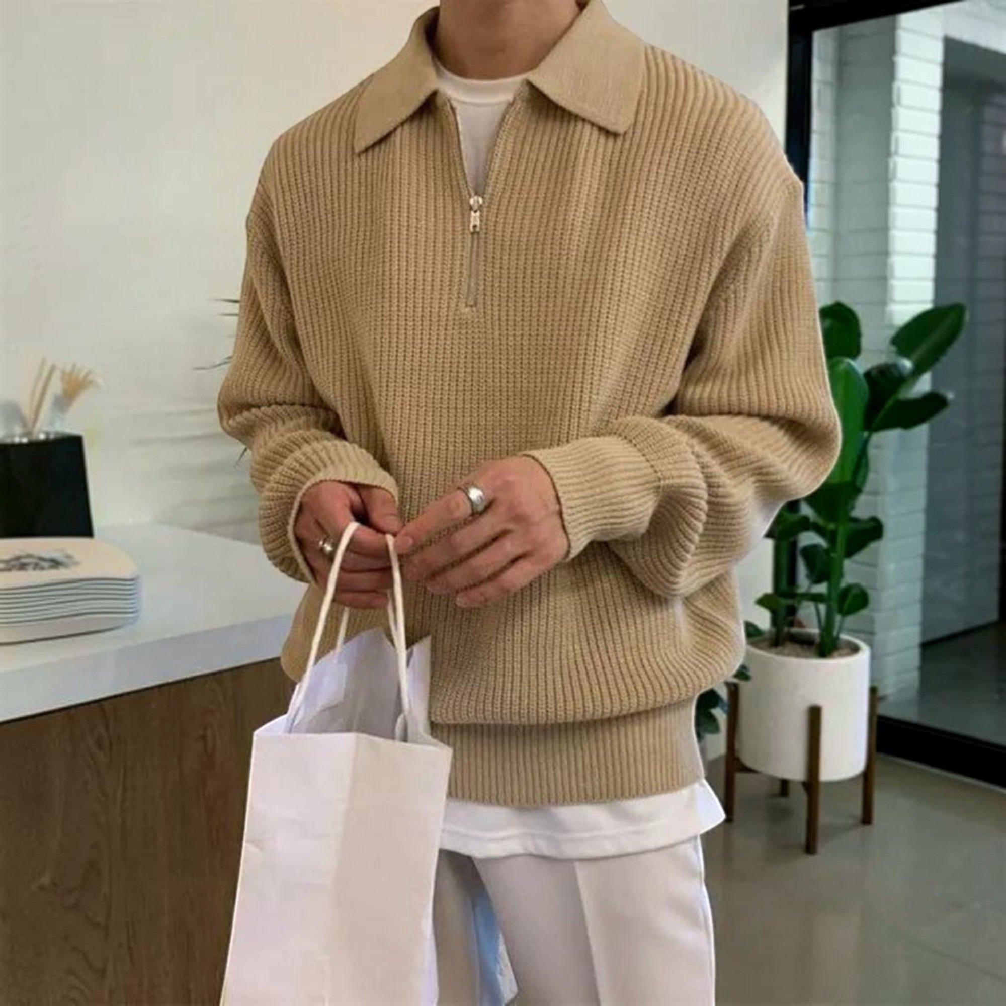 Ellmont London | Men's Classic Quarter Zip Sweater – Soft Cotton Winter Knit